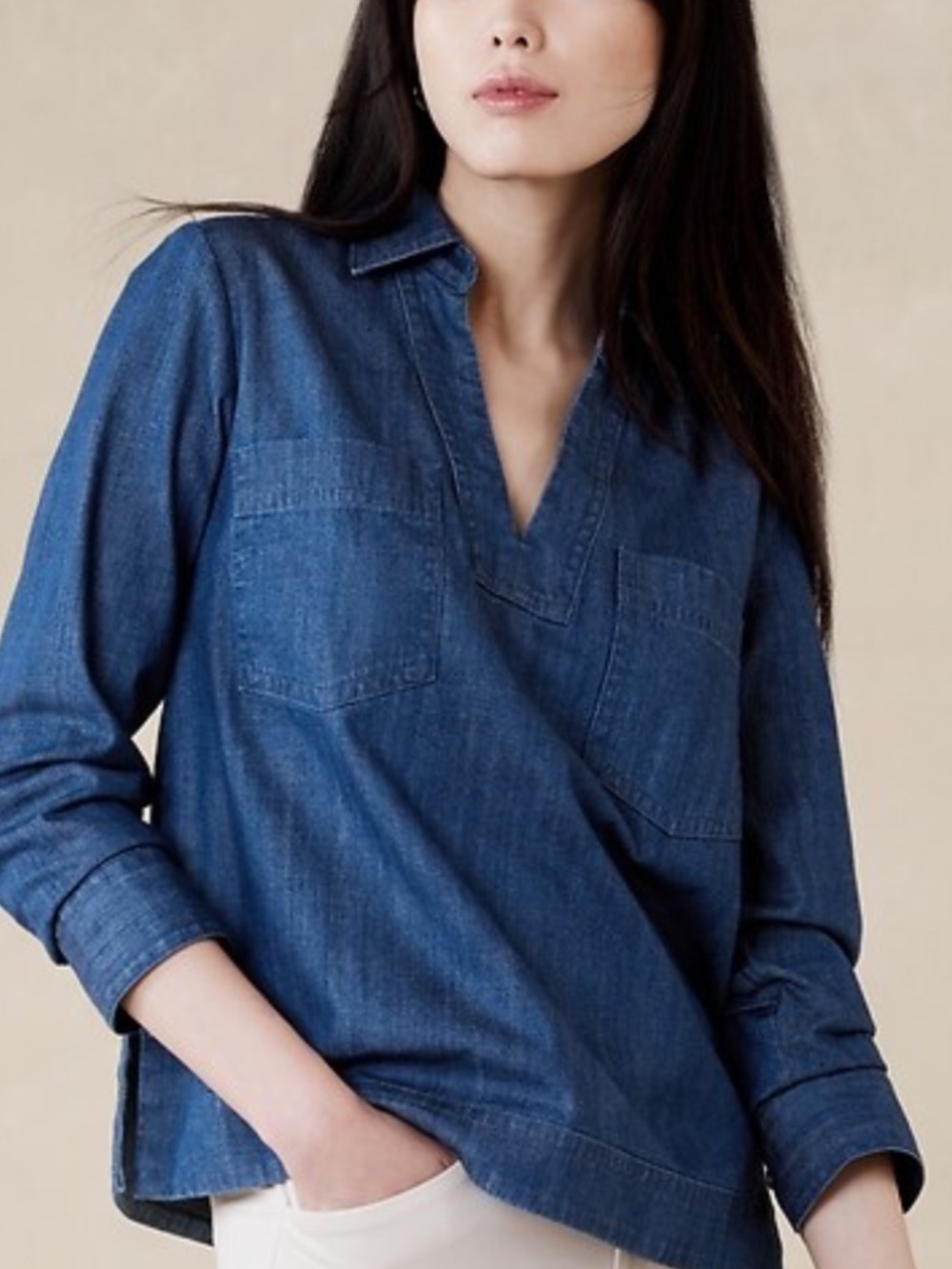 Banana Republic Denim V-Neck Tunic - Blue